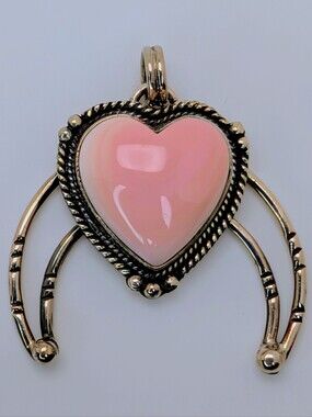 Large Pink Conch Heart Naja Pendant S925 Sterling Silver